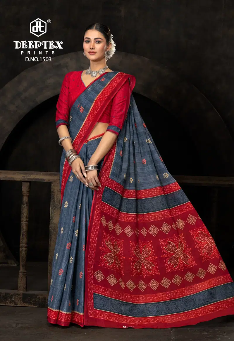 Prime Time Vol 15 By Deeptex Cotton Printed Daily Wear Saree Exporters In India